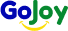 Blue, Green and Yellow logo of Go Joy that can be seen as smiling face. 