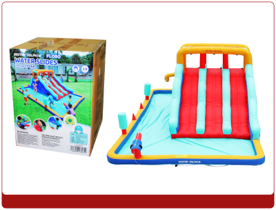 Three slide bouncing castle with water and ball pit.