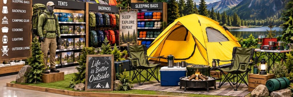 Camping Items display in a retail outlet