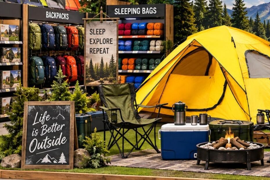 Camping Items display in a retail outlet