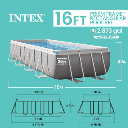 Intex Above Ground Swimming Pool 16ft wide