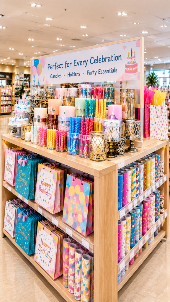 Candles and Holders in a retail store.