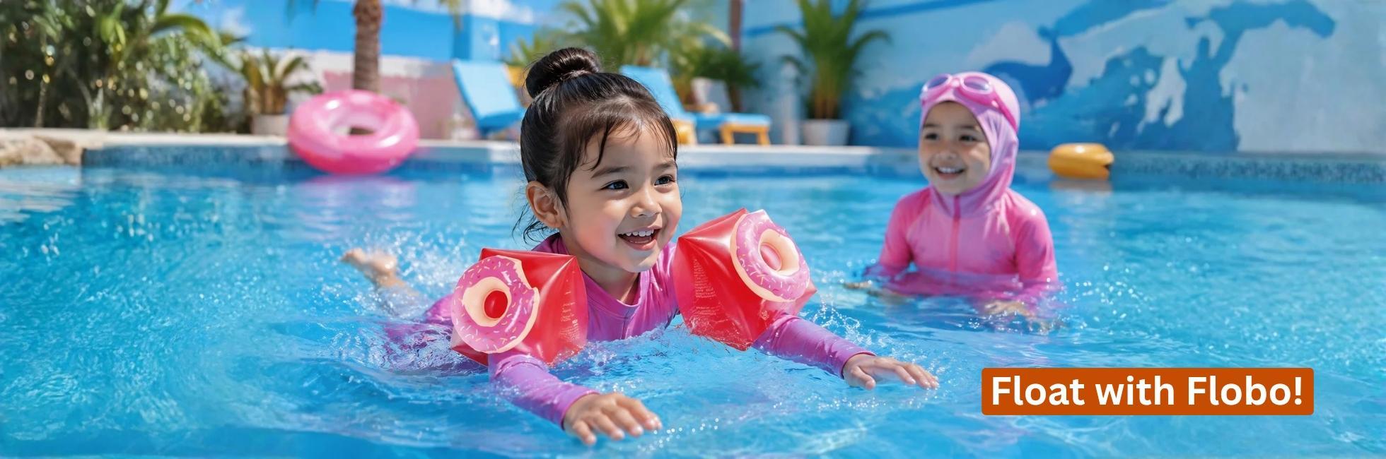 A little girl enjoying the waters in the Flobo Inflatable.