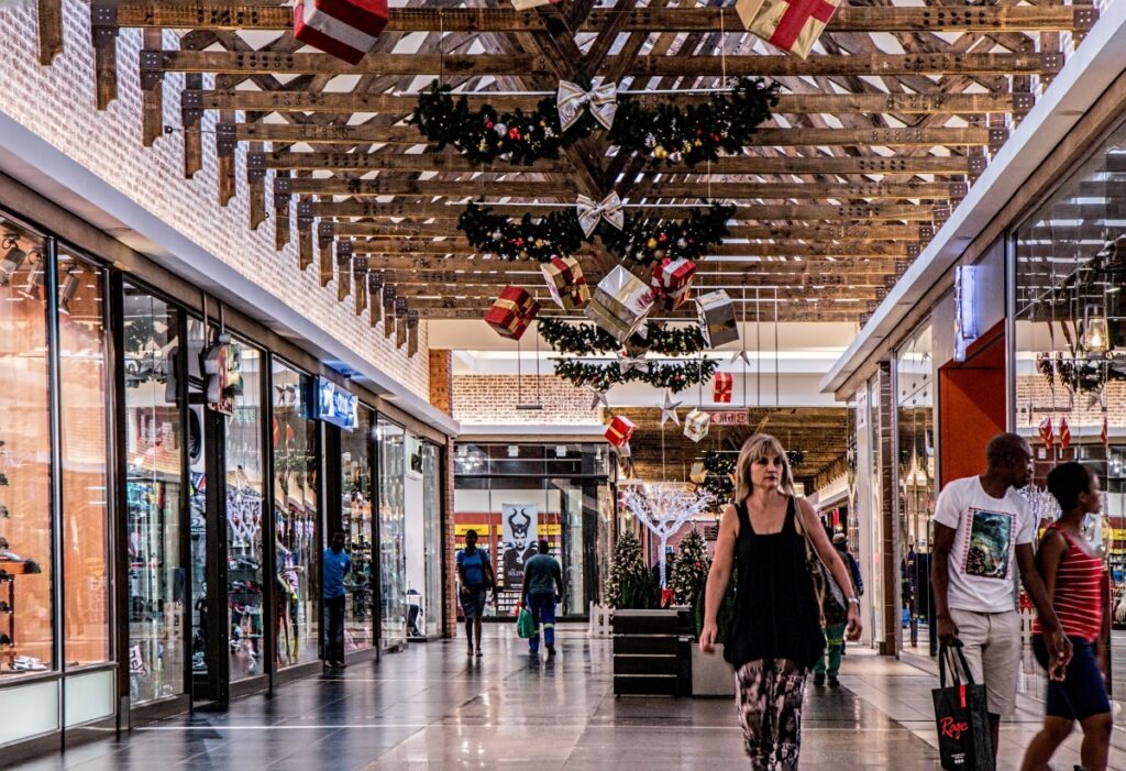 Christmas shopper in a retail environment during the holiday season