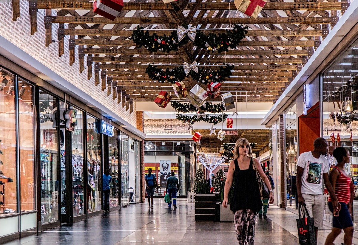 Christmas shopper in a retail environment during the holiday season